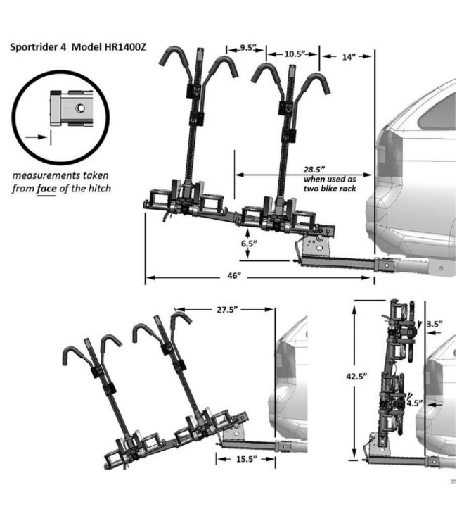 Hollywood Racks, Sport Rider SE4, Hitch Mount Rack, 2", Bikes: 4