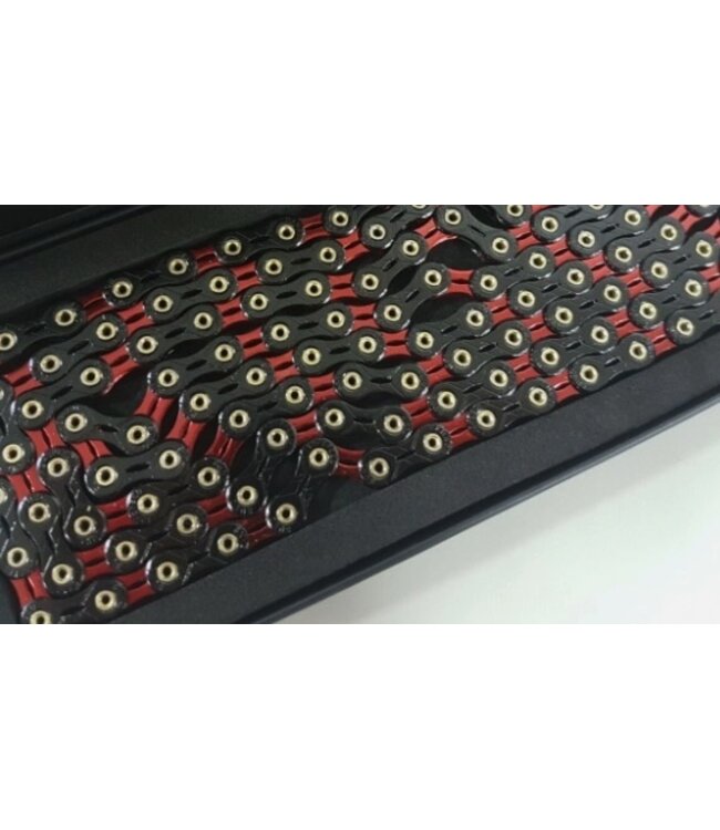 SUMC, SX12SL 12-Speed Road/MTB Chain 126L, Diamond Coating Red/Black