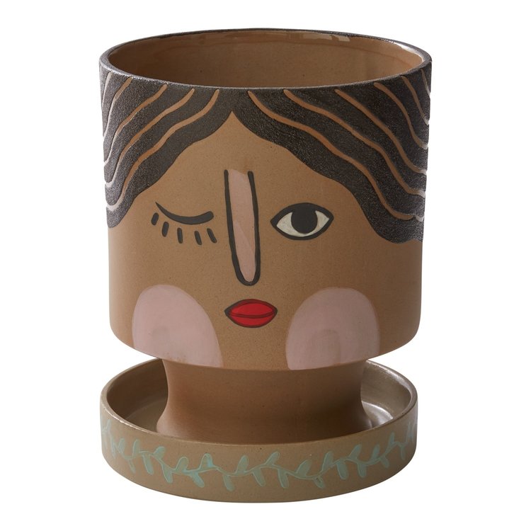 YELLOW Winking Face Pot