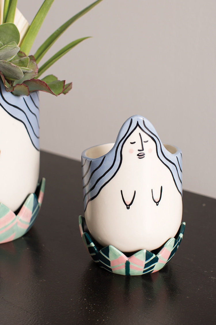 YELLOW Blue Mermaid Pots