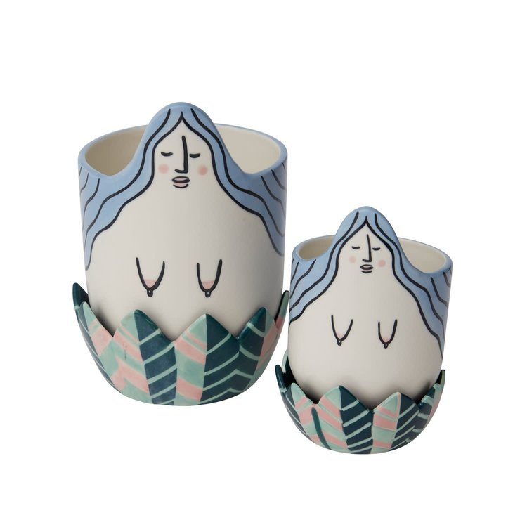 YELLOW Blue Mermaid Pots