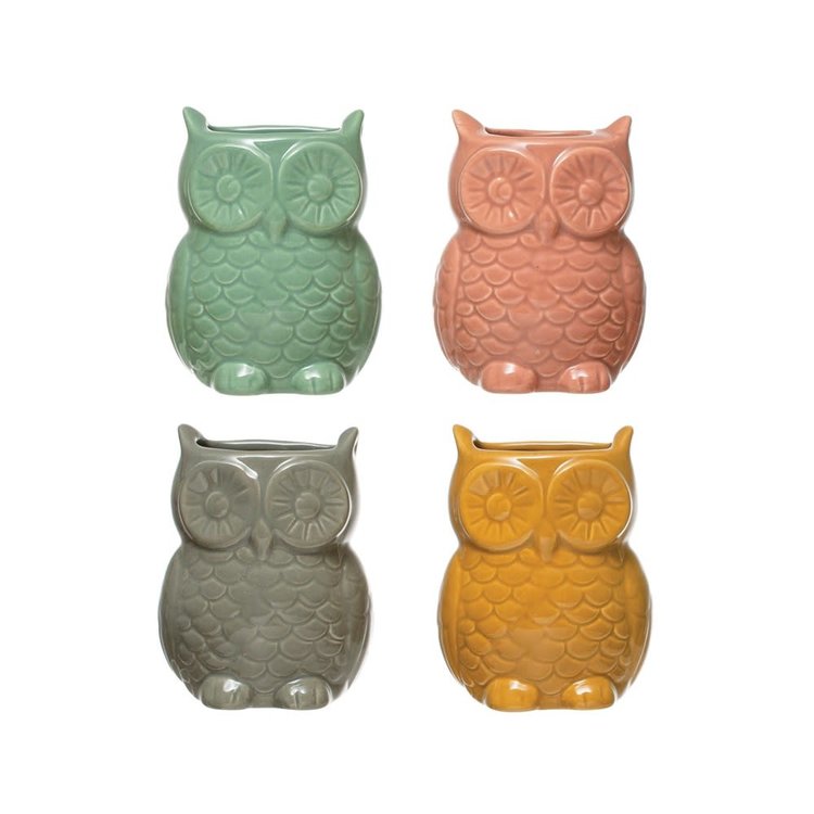 Mini Owl Planter w Magnet, 2"
