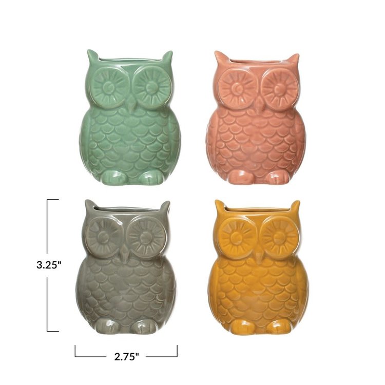 Mini Owl Planter w Magnet, 2"