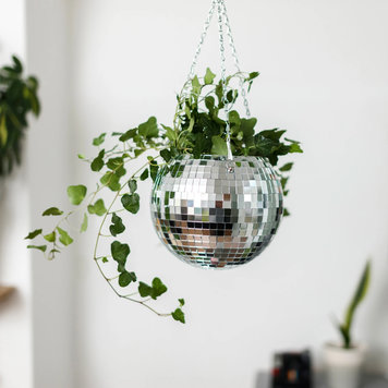 YELLOW Disco Ball Planter, 8"