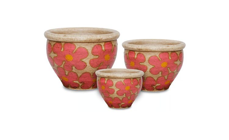 YELLOW Floppy Flowers Bell Pots Pink