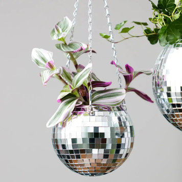 YELLOW Disco Ball Planter, 6"