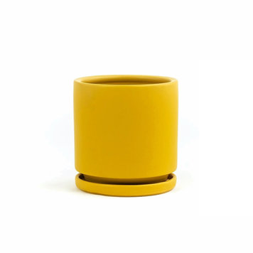 YELLOW Momma Pots Cylinder w/ Saucer Mustard