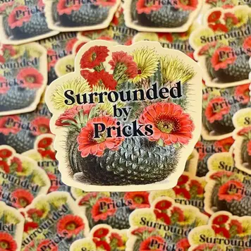 YELLOW Surrounded by Pricks Cactus Sticker