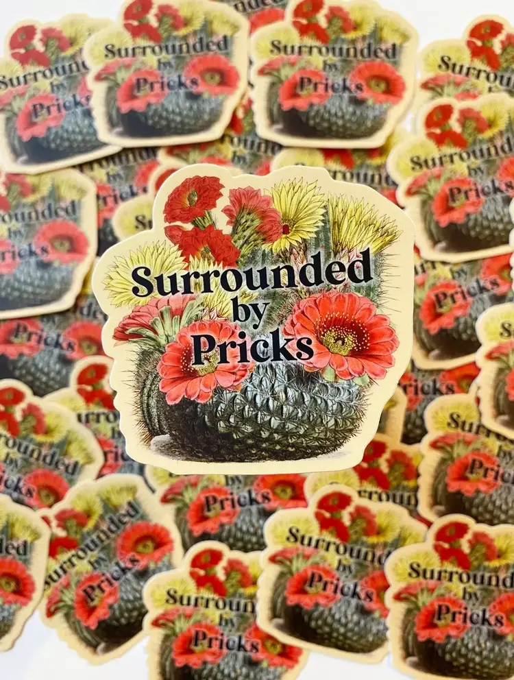 YELLOW Surrounded by Pricks Cactus Sticker
