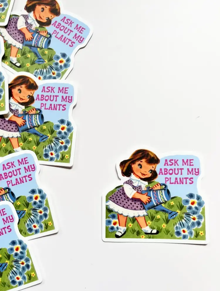 YELLOW Ask Me About My Plants Sticker