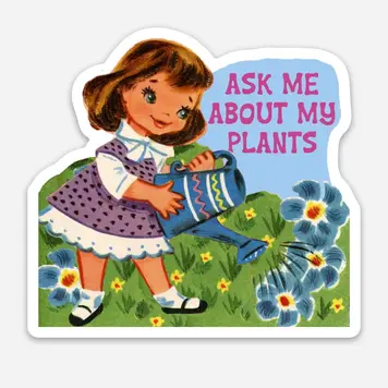 YELLOW Ask Me About My Plants Sticker