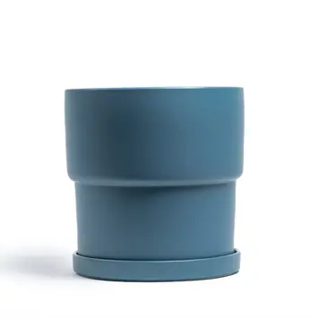 YELLOW Calyx Pot w Saucer Antique Teal