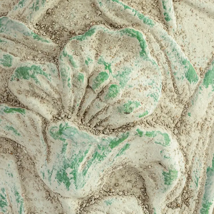 YELLOW Verdigris Floral Cement Pot, 9"