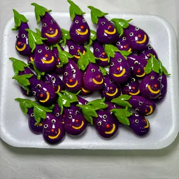 YELLOW Happy Eggplant Kitchen Magnet