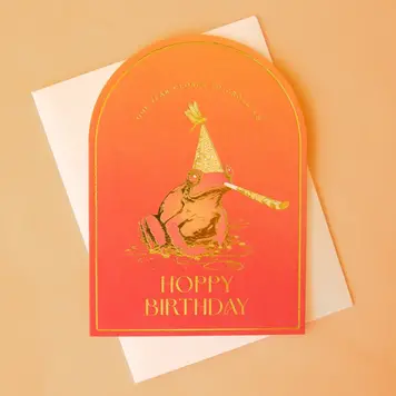 YELLOW Croaking Birthday Card Hoppy Birthday
