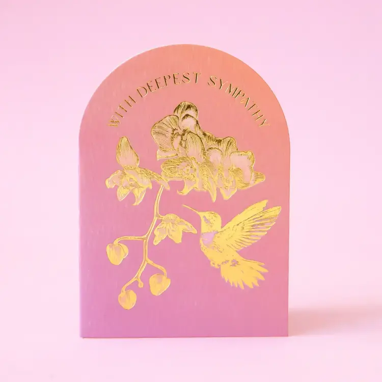 YELLOW Deepest Sympathy Hummingbird Mini Card