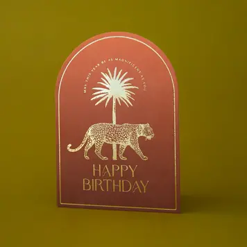 YELLOW Magnificent Birthday Card Leopard