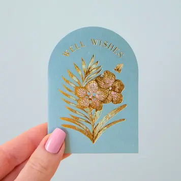 YELLOW Well Wishes Orchid Mini Card