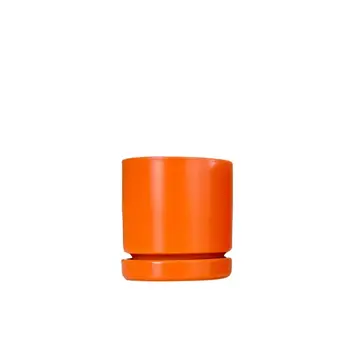 YELLOW Momma Pots Cylinder w/ Saucer Tangerine