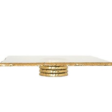 Annie Glass Edgy 14'' Sq Pedistal Stand Gold square