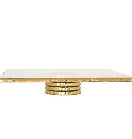 Annie Glass Edgy 14'' Sq Pedistal Stand Gold square