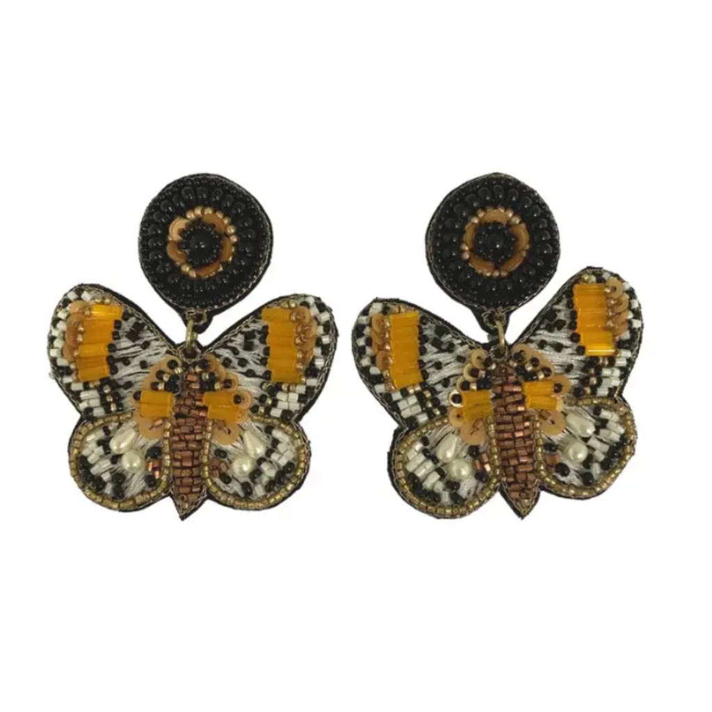 Yellow butterfly earrings