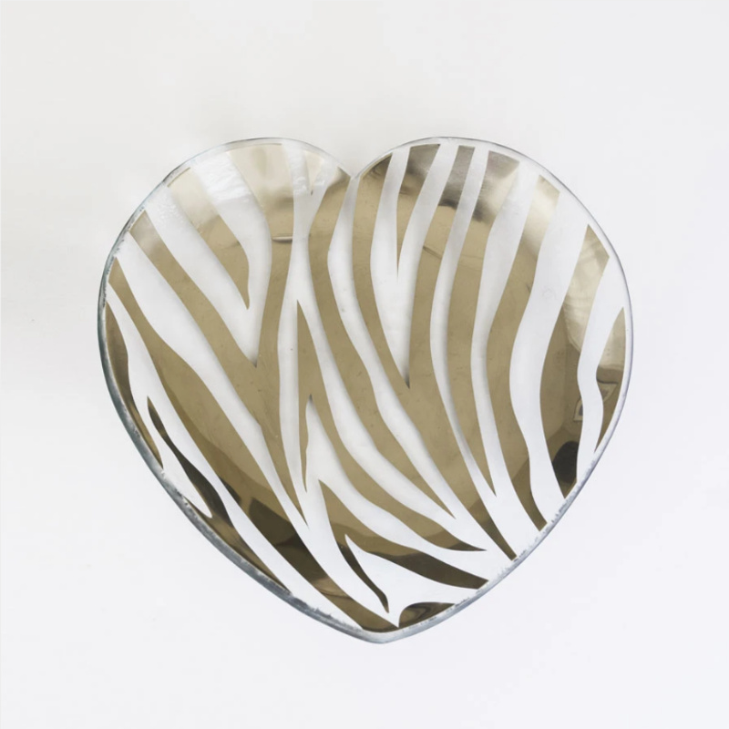 Annie Glass Heart Plate - Zebra