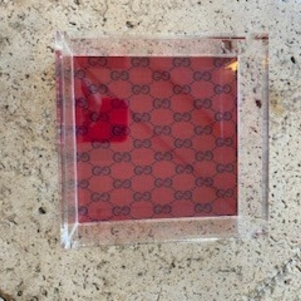 Red Background with Navy Gucci 8x8 tray
