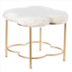 Cloud Shaped White Fur Gold Vanity Stool