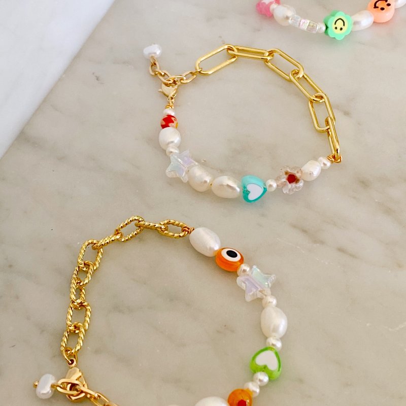 Half chain charm bracelet - twisted chain
