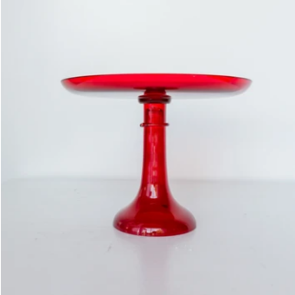 Estelle Colored Glass Red Cake Stand