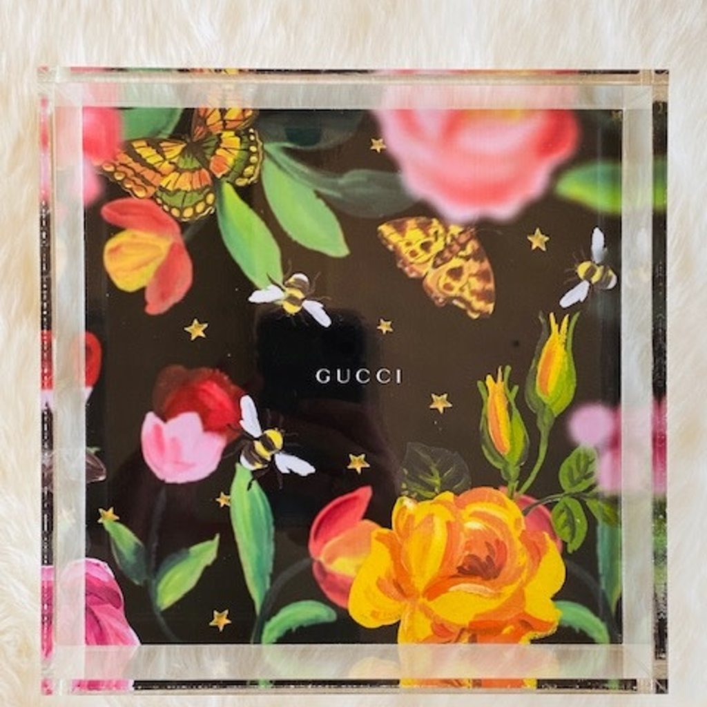 Gucci Black Floral 6x6 tray