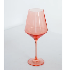 Coral Peach Pink Stemmed Wine Glass