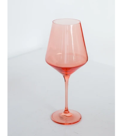 Coral Peach Pink Stemmed Wine Glass