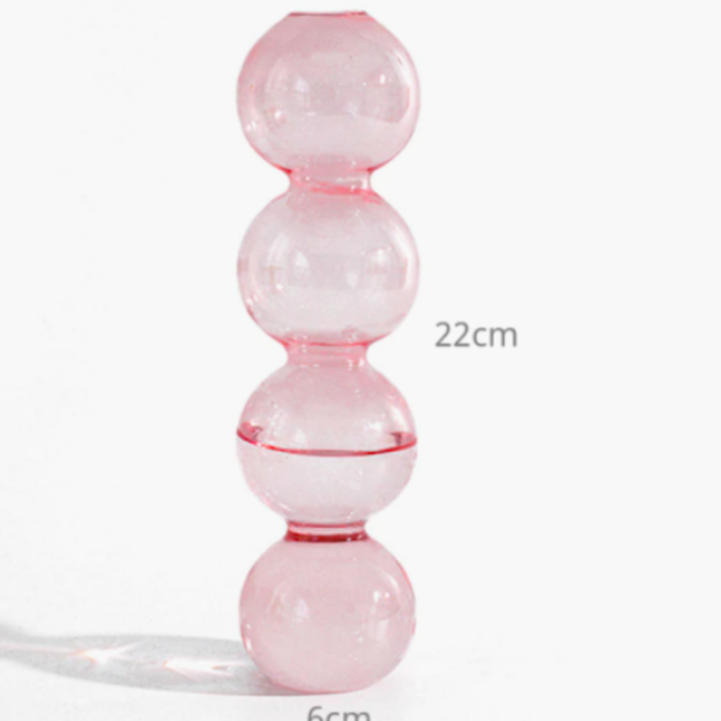 Pink Tall Glass Bubble Vase