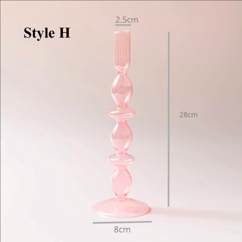 Style H Pink Glass Candlestick