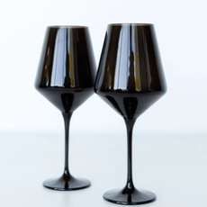 Estelle Colored Glass Black Stemmed Wine Glass