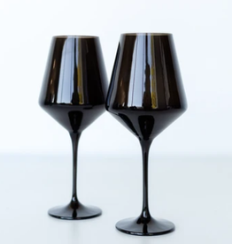 Black Stemmed Wine Glass