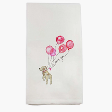 Dog with Balloons Dishtowel