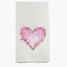 Pink Floral Heart dishtowel