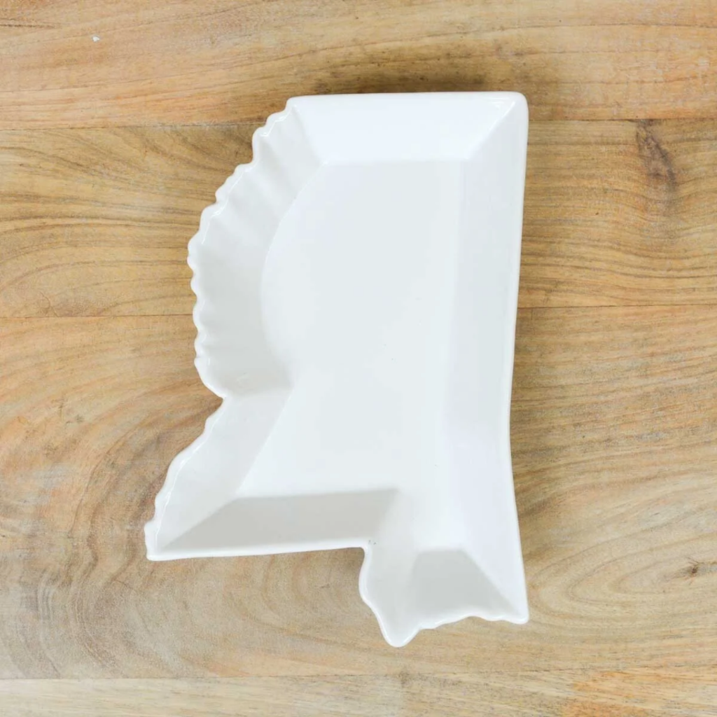 Mississippi Shaped Platter White 10"