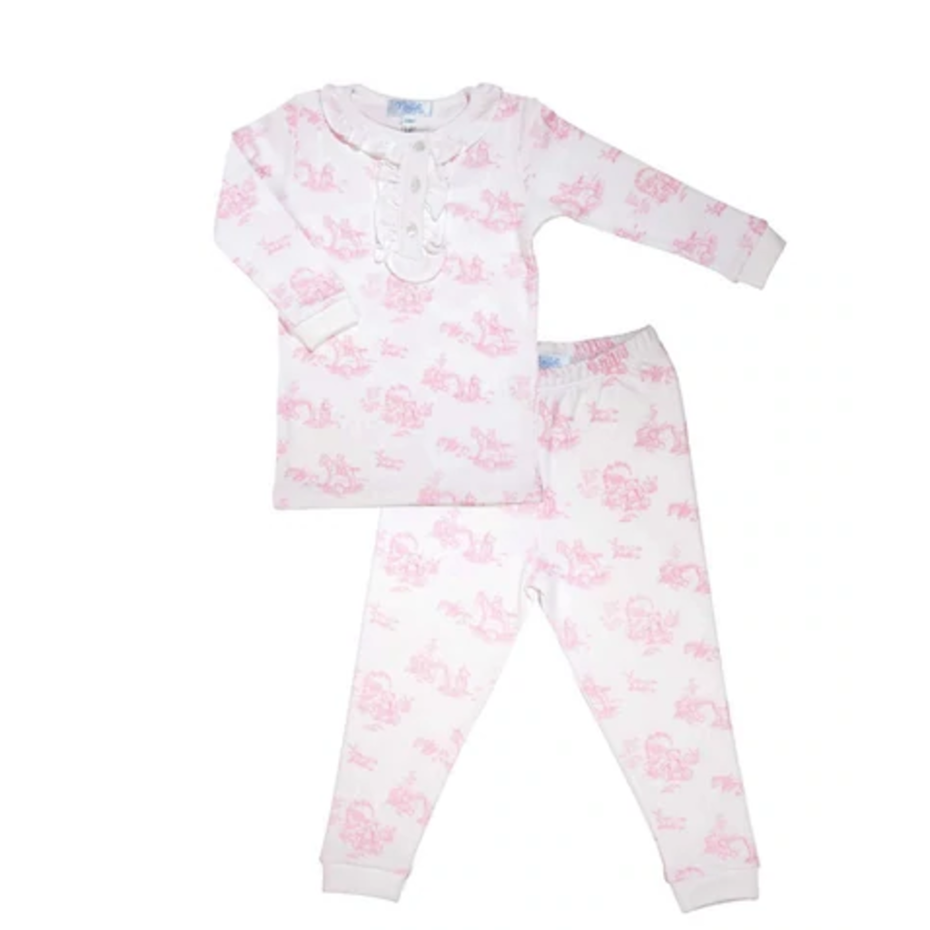 Pink Toile Baby Pajamas - Pink / 18 to 24 Months