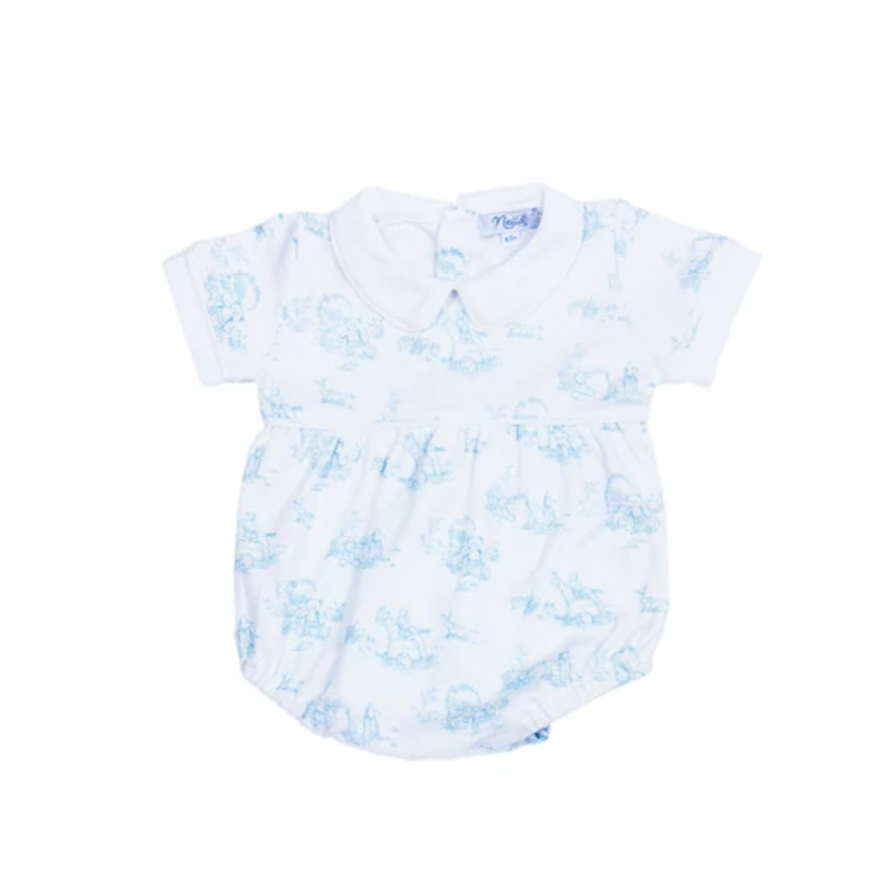 TO09AB - Blue Toile Baby Bubble - 0 to 3 Months