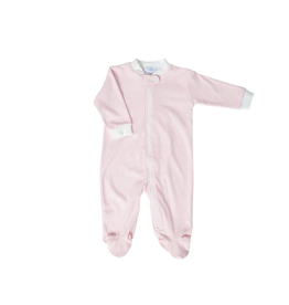 GIN07BP - Pink Gingham Zipper Footie - 3-6