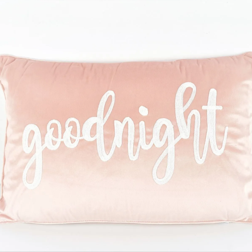 Pink Velvet Pillow, Goodnight,