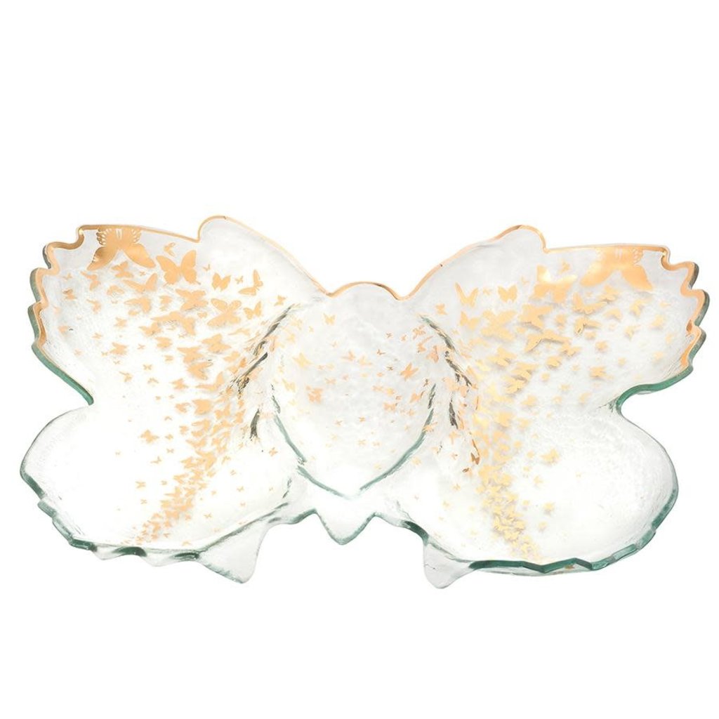 Annie Glass 18 x 14" Butterfly Chip and Dip Server