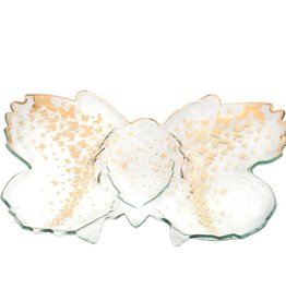 Annie Glass 18 x 14" Butterfly Chip and Dip Server