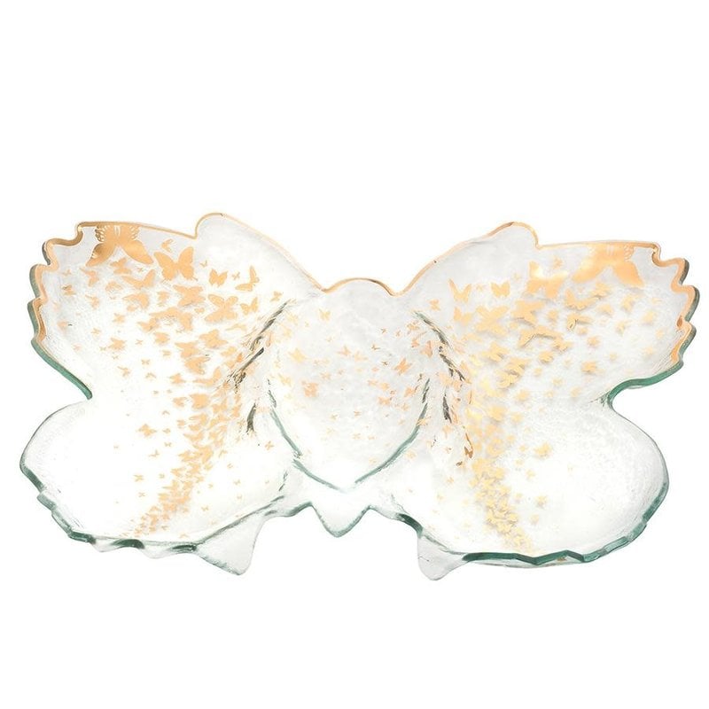 Annie Glass 18 x 14" Butterfly Chip and Dip Server
