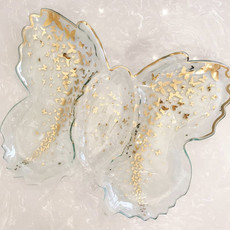 Annie Glass 18 x 14" Butterfly Chip and Dip Server