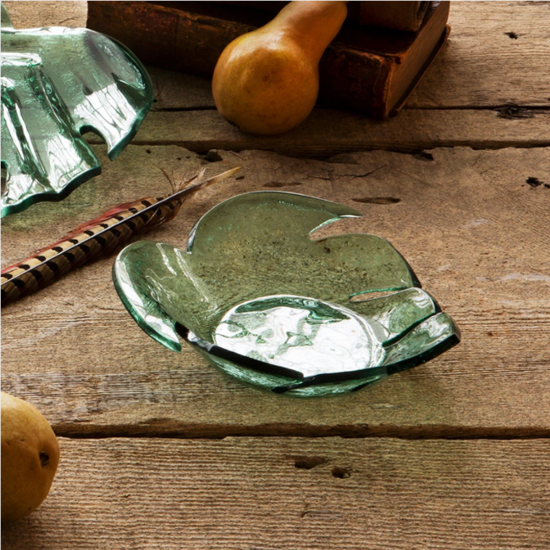 Annie Glass Leaves Small Palm Frond Bowl